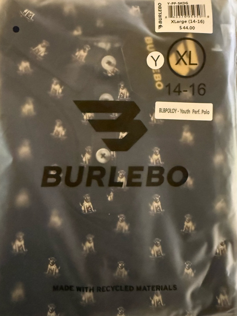 BURLEBO Navy Polo with Small Dog Print